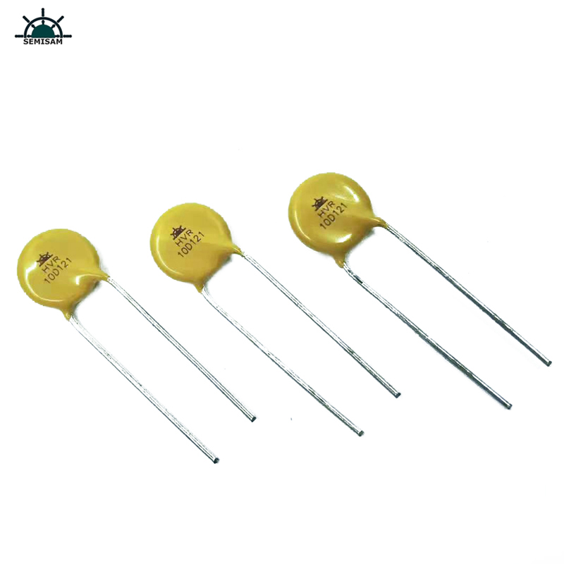 Kína ellenállás szállítója ODM sárga szilícium 10d121 átmérőjű 10mm fém-oxid varisztor LED fény