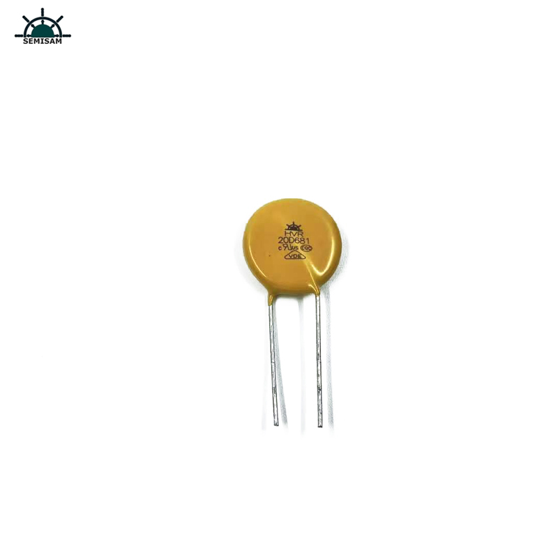 Kína ODM elektronikai alkatrészek, sárga MOV 20mm hvr20d681k cink-oxid varisztor tápegység