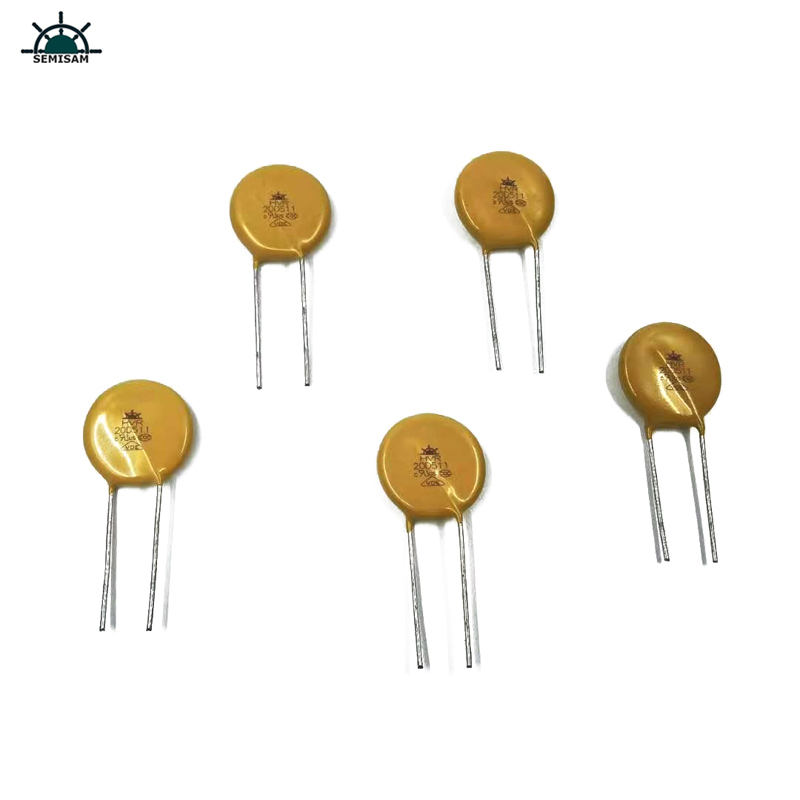 Kína ODM elektronikai alkatrészek, sárga MOV 20mm HVR20D511K cink-oxid varisztor tápegységhez